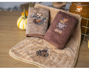 Полотенца для рук с чашкой кофе