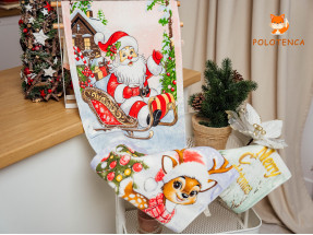 Кухонные полотенца Новогодние махра+велюр
