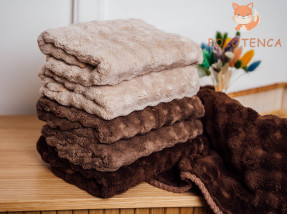 Полотенца ФибраSoft однотонное тиснение коричневые